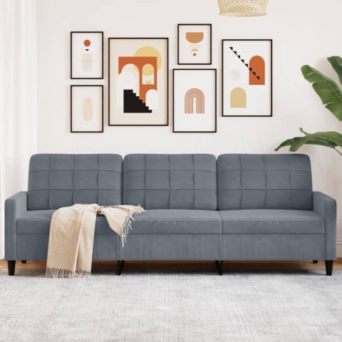 Sofa 3-osobowa, ciemnoszara, 210 cm, obita aksamitem