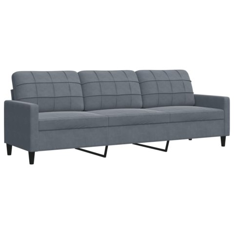 Sofa 3-osobowa, ciemnoszara, 210 cm, obita aksamitem