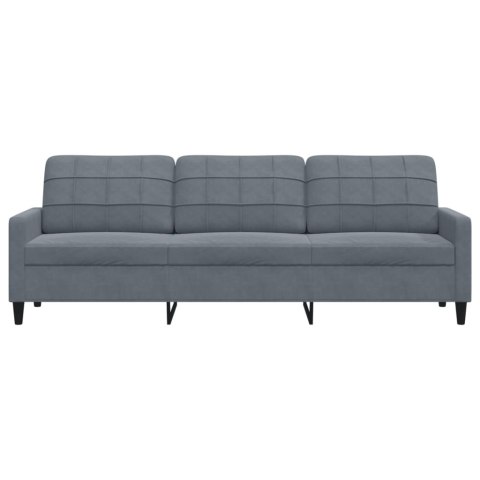 Sofa 3-osobowa, ciemnoszara, 210 cm, obita aksamitem
