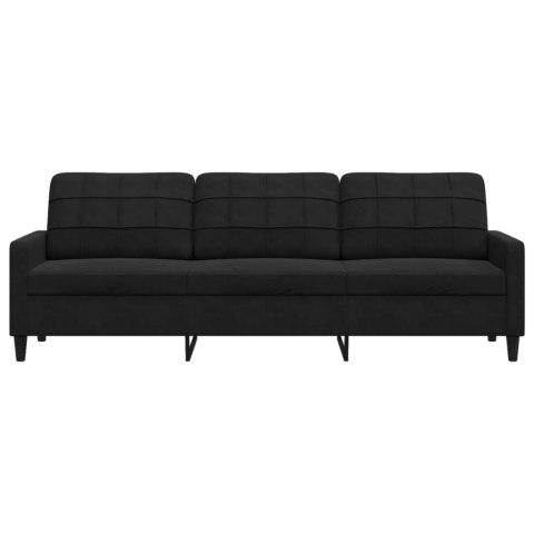 Sofa 3-osobowa, czarny, 210 cm, obita aksamitem