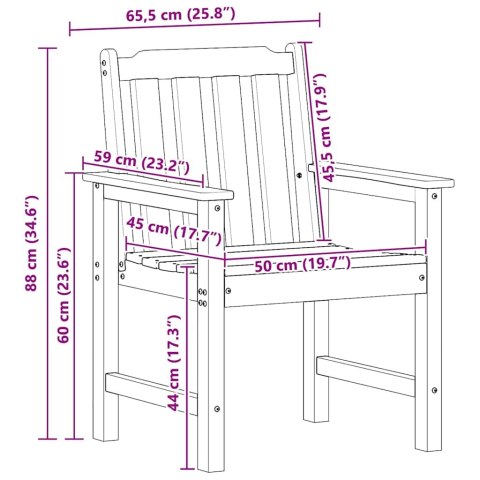 Krzesło jadalne ogrodowe 2 pcs Czarny 65,5 x 59 x 88 cm HDPE