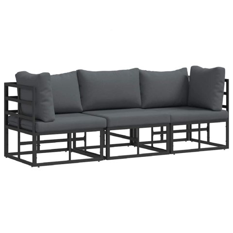 Meble Ogrodowe z poduszką z poduszką 3 pcs Czarny Metal