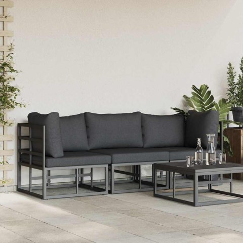 Meble Ogrodowe z poduszką z poduszką 3 pcs Czarny Metal