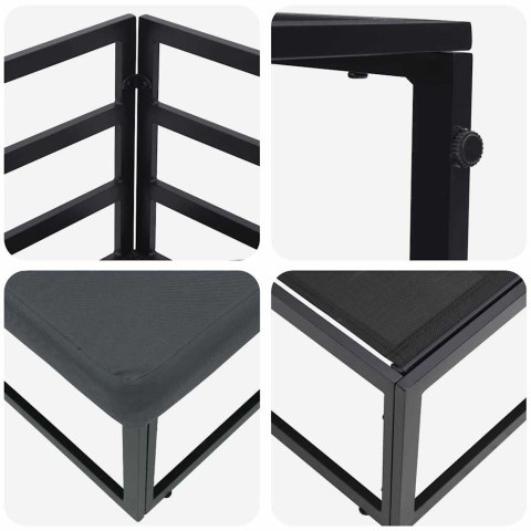 Meble Ogrodowe z poduszką z poduszką 3 pcs Czarny Metal