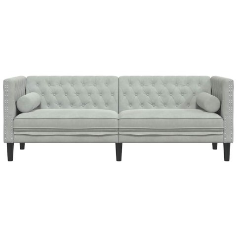 Sofa Jasnoszary 194 x 74,5 x 70,5 cm Aksamit
