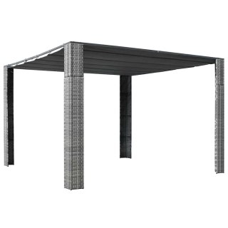 Altana z dachem, polirattan, 300x300x220cm, szary i antracytowy