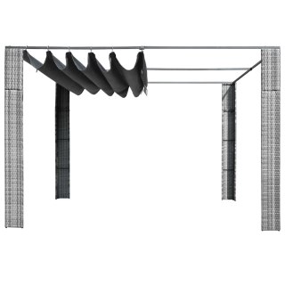 Altana z dachem, polirattan, 300x300x220cm, szary i antracytowy