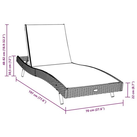 Leżak 3 pcs Brązowy 197 x 70 x 82 cm polirattan