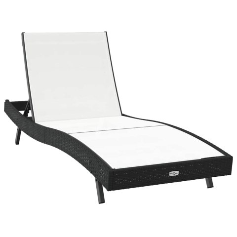 Leżak 3 pcs Czarny i Biały 197 x 70 x 82 cm polirattan