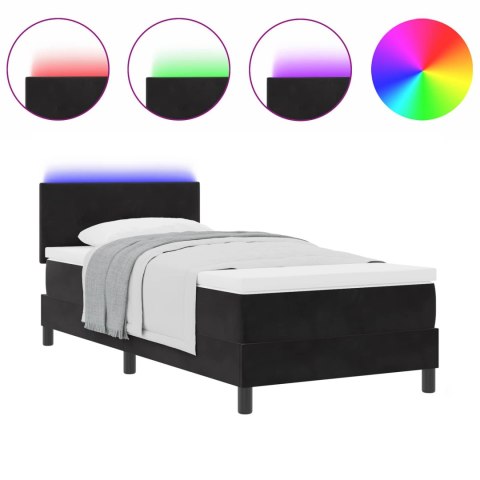 Łóżko z sprężyną LED z materacem Czarny 80 x 200 cm Aksamit