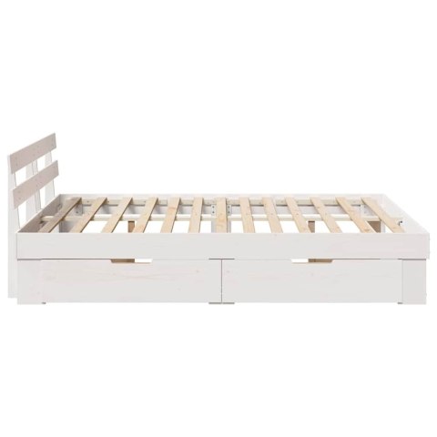 Ramka łóżka Z zagłówkiem Biały 150 x 200 cm Lite drewno sosnowe