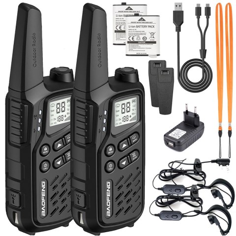 Krótkofalówka Baofeng BF-T25E czarna, 2 sztuki