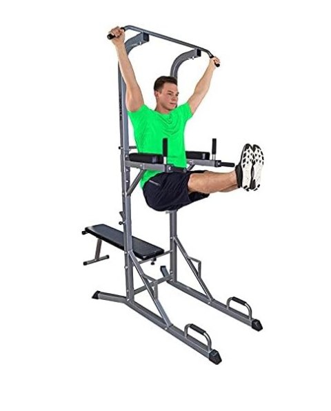Wieża treningowa fitness 5w1 z ławką i drążkiem, 120 kg