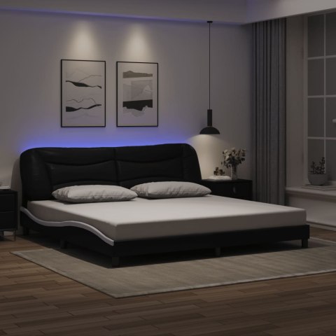 Rama łóżka z LED bez materaca, Hvar, czarno-biała, 200x200 cm