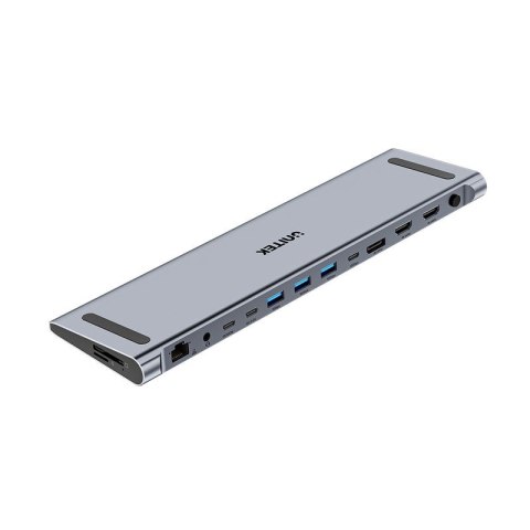 UNITEK STACJA DOKUJĄCA KVM 2X HDMI, 1X DP 4K, USBC, MST, HDMI 2.0 Z PODSTAWKĄ