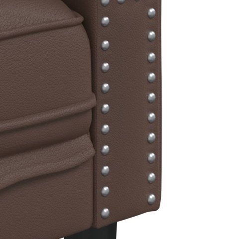 Sofa Chesterfield, 2-os., brązowa, tapicerowana sztuczną skórą