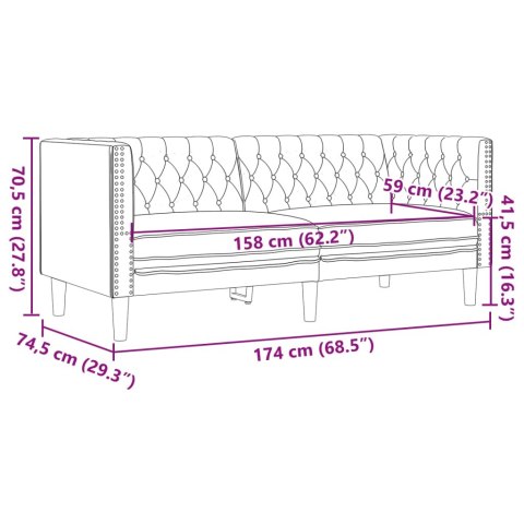 Sofa Chesterfield, 2-os., brązowa, tapicerowana sztuczną skórą