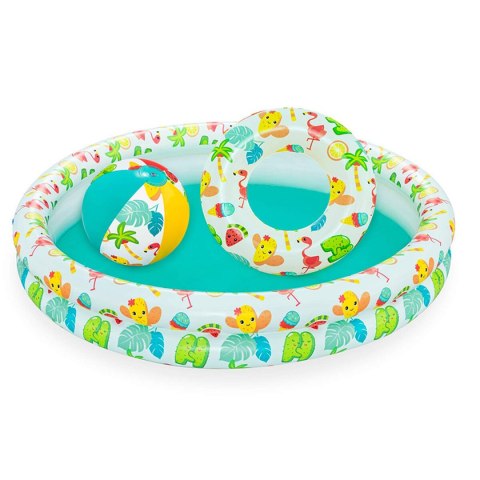 Bestway Basen dmuchany dla dzieci 2 pierścienie zestaw 122x20 cm +2 lata ogród 51124