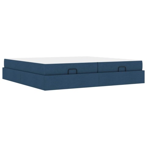 Rama łóżka z materacem z materacem 2 pcs Niebieski tkanina