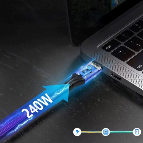 Kabel przewód Thunderbolt 4 USB-C 240W 4K 1m - czarny