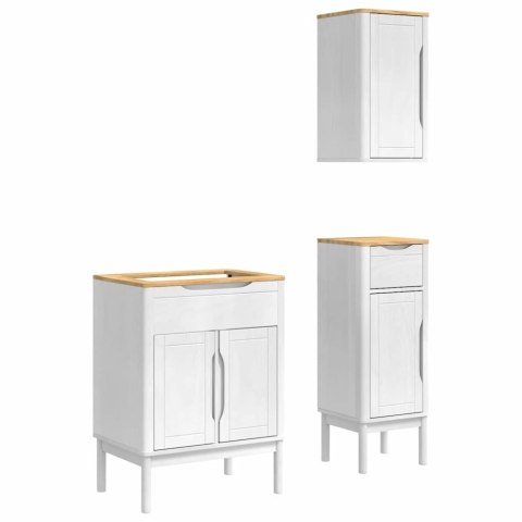 Zestaw mebli łazienkowych 3 pcs Biały Lite drewno sosnowe