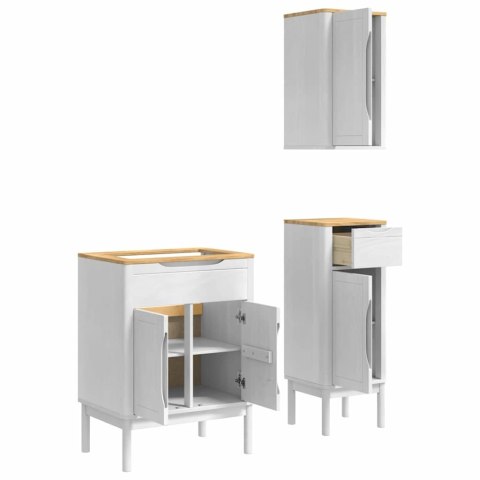 Zestaw mebli łazienkowych 3 pcs Biały Lite drewno sosnowe