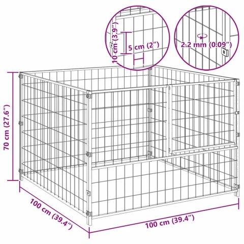 Kojec dla psa, srebrny, 100x100x70 cm, stalowy