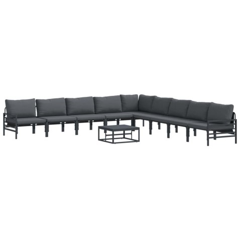 Zestaw Sof na Ogród z poduszką 10 pcs Czarny Stal