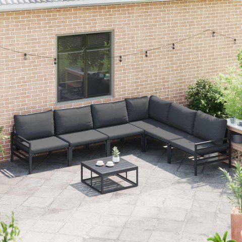 Zestaw Sof na Ogród z poduszką 6 pcs Czarny Stal