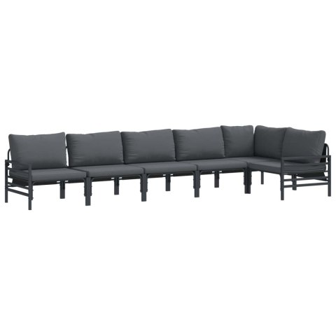 Zestaw Sof na Ogród z poduszką 6 pcs Czarny Stal