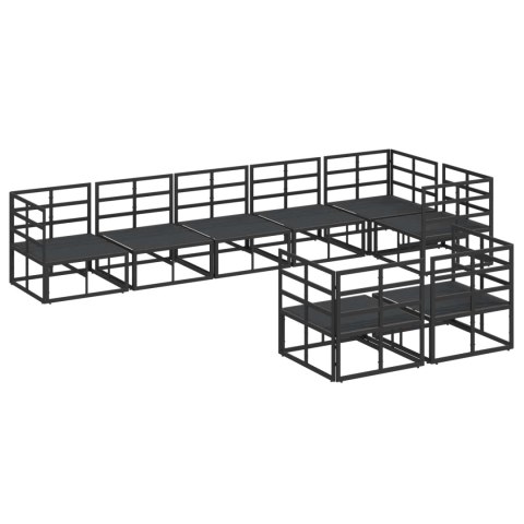 Zestaw Sof na Ogród z poduszką 8 pcs Czarny Aluminium