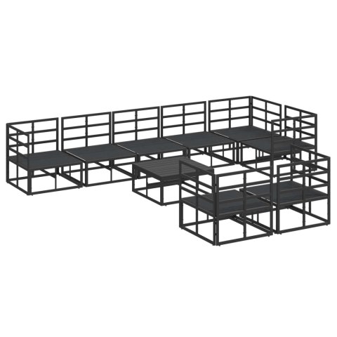Zestaw Sof na Ogród z poduszką 9 pcs Czarny Aluminium