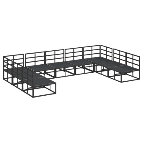 Zestaw Sof na Ogród z poduszką 9 pcs Czarny Aluminium