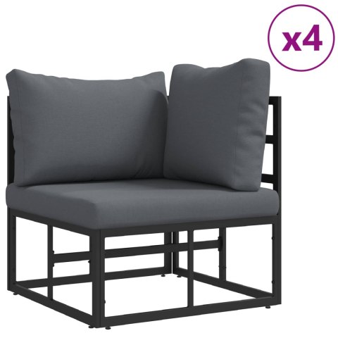 Zestaw Sof na Ogród z poduszką 9 pcs Czarny Stal