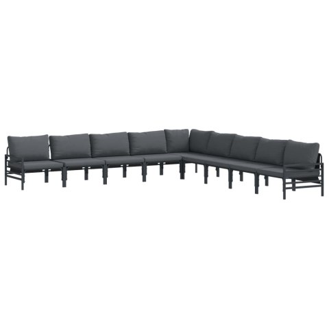 Zestaw Sof na Ogród z poduszką 9 pcs Czarny Stal