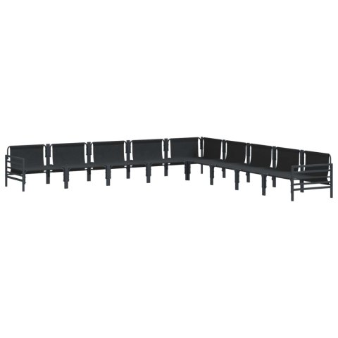 Zestaw Sof na Ogród z poduszką 9 pcs Czarny Stal