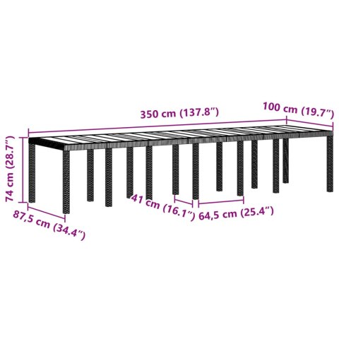 Zestaw do jadalni w ogrodzie 13 pcs Brązowy Rattan Polt