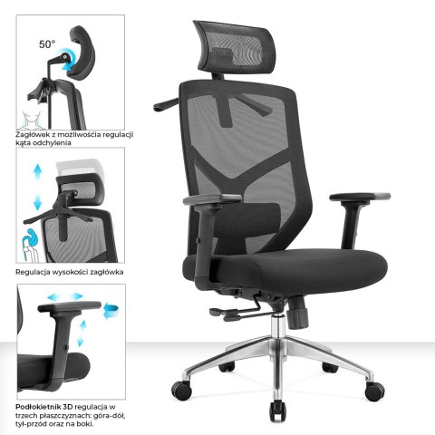 Fotel biurowy ergonomiczny Rosa czarne ANGEL