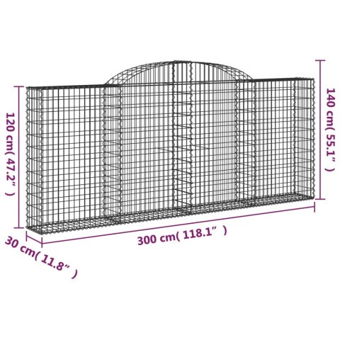 Kosze gabionowe z łukiem, 2 szt, 300x30x120/140 cm, żelazo