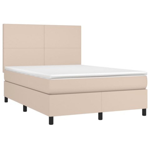 Łóżko kontynentalne, materac i LED cappuccino 140x190 cm