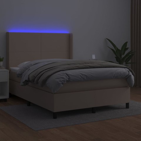 Łóżko kontynentalne, materac i LED cappuccino 140x190 cm