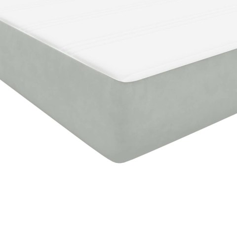 Łóżko kontynentalne z materacem i LED, jasnoszare, 160x220cm, aksamit