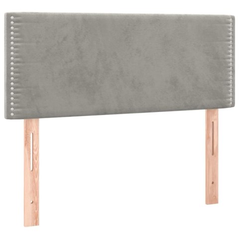 Łóżko kontynentalne z materacem i LED, szare 100x200cm, aksamit