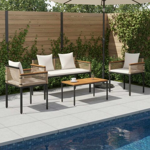 Zestaw Mebli Ogrodowych 4 pcs Beżowy i kremowy Rattan PE