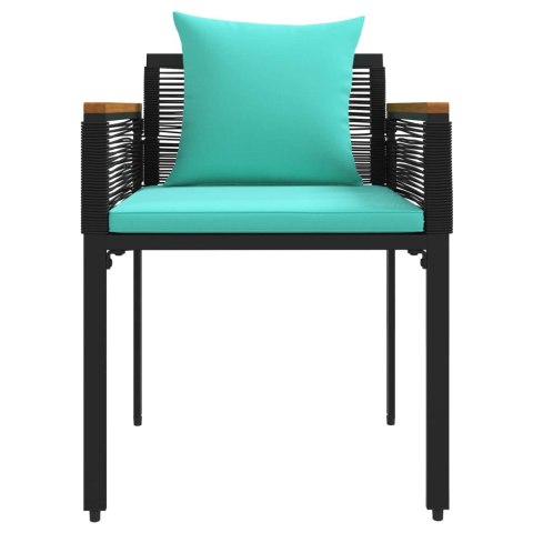 Zestaw Mebli Ogrodowych 4 pcs Czarny i Turkusowy Rattan PE
