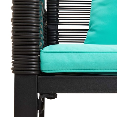 Zestaw Mebli Ogrodowych 4 pcs Czarny i Turkusowy Rattan PE