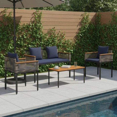 Zestaw Mebli Ogrodowych 4 pcs Szary i granatowy Rattan PE