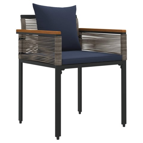 Zestaw Mebli Ogrodowych 4 pcs Szary i granatowy Rattan PE