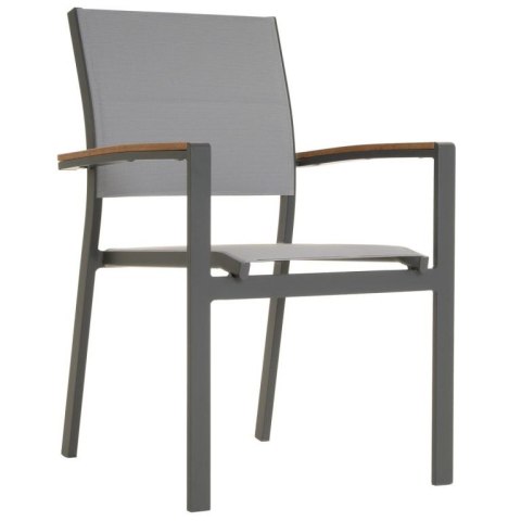 Zestaw 4 stohowalnych krzeseł tarasowych, aluminium, szare