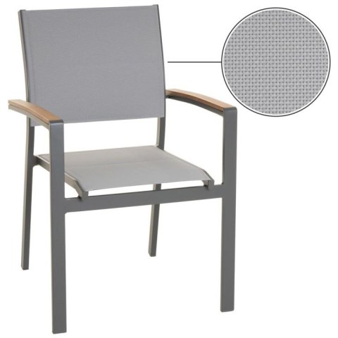 Zestaw 4 stohowalnych krzeseł tarasowych, aluminium, szare